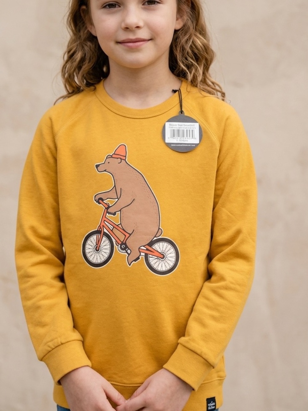 Girls' Mustard Bear Bike Graphic Sweatshirt